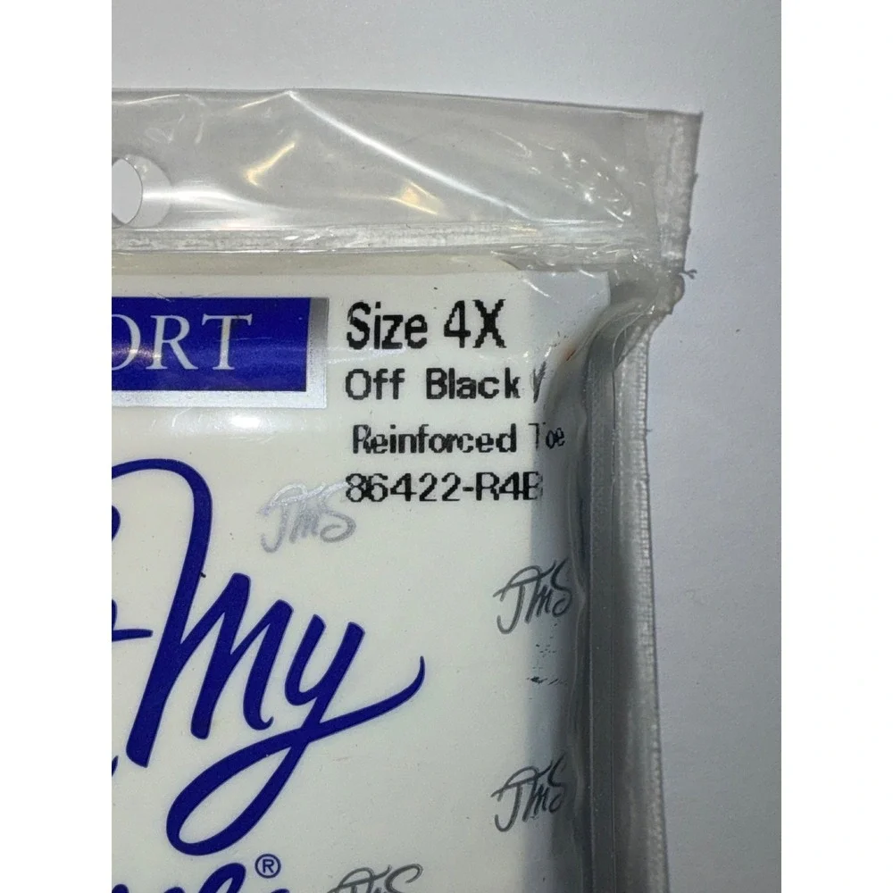 Just My Size Light Support Pantyhose Off Black Size 4X Reinforced Toe